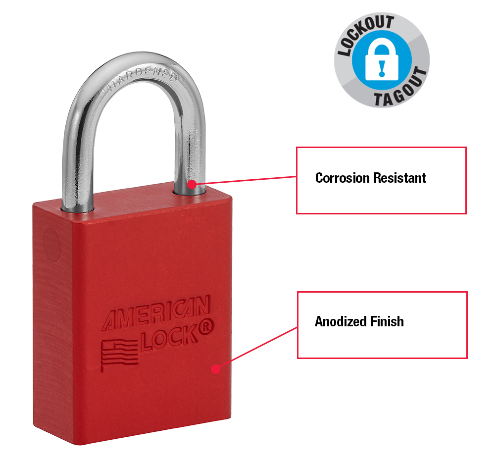 The American Lock No. A1105RED Aluminum Padlock is ideal for severe environments. (Image courtesy of Master Lock)