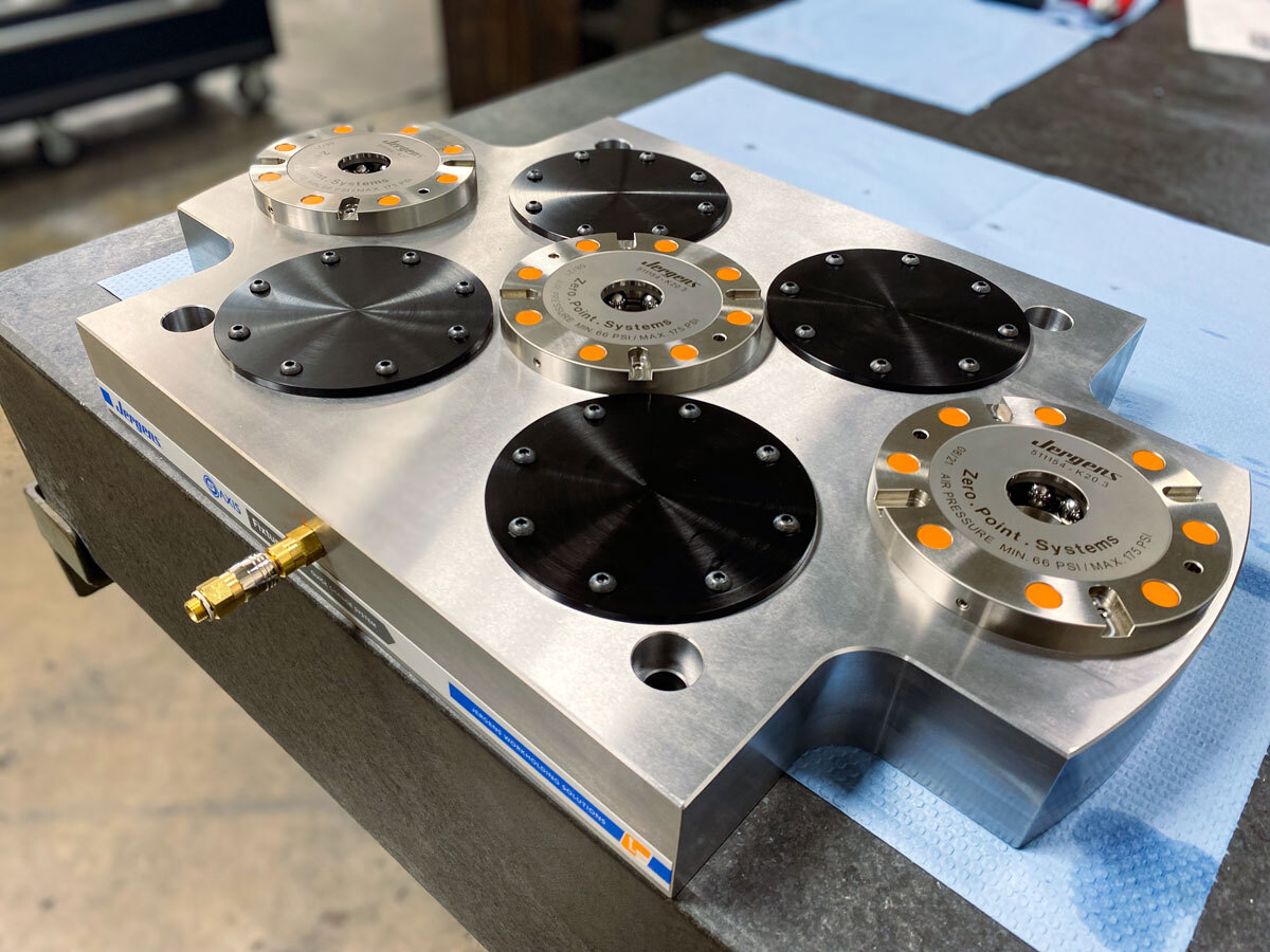 Implementing a zero-point workholding system is a first step toward a more productive facility. (Image courtesy of Jergens)