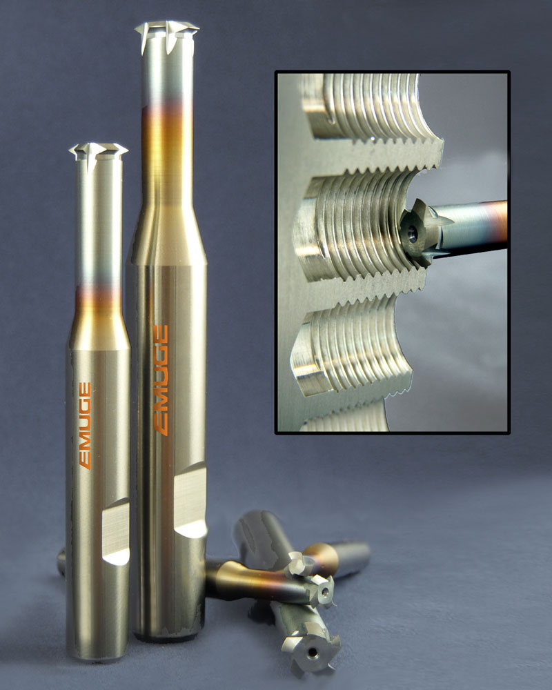 Single-plane ZGF cutters are part of EMUGE’s Threads-All line for demanding materials. (Photo courtesy of EMUGE)