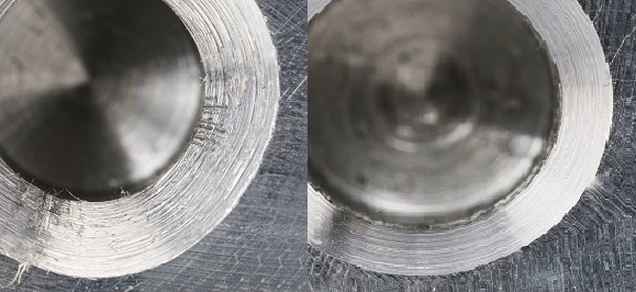 Standard countersink (left) vs. SpyroTech countersink