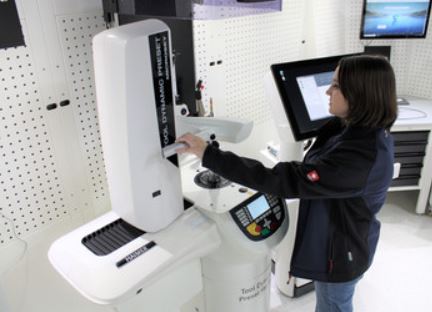 Megan Orlando, Technical Customer Service Representative at Haimer USA, demonstrates the Tool Dynamic TD Preset Microset.