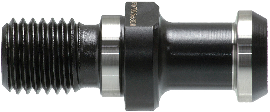 Retention knobs like the one shown here are made of high-quality steel alloy and boast machined surfaces in all functional areas. (Image courtesy of Haimer)