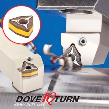 Fig. 2. High-feed turning with DOVEIQ TURN inserts is ideal for rough turning operations.