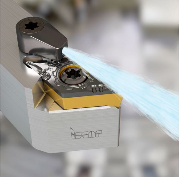 (Fig. 5) The new turning tools with a square shank and a reliable screw clamping mechanism for 55° rhombic insert facilitate HPC in longitudinal, face and profile turning operations on small-diameter parts.