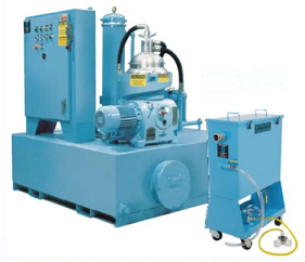 Master Fluid Solutions&#039; XYBEX® High-Speed Disc Bowl centrifuge (left) and XYBEX® Master Coalescer (right)