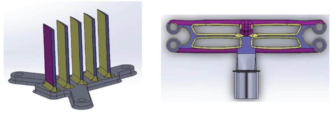 Figure 3: These 3D-printed IN718 parts, which represent shapes found in the aerospace and tooling industries, were used to test free-form finishing on parts with complex profiles but no tight dimensional tolerances.