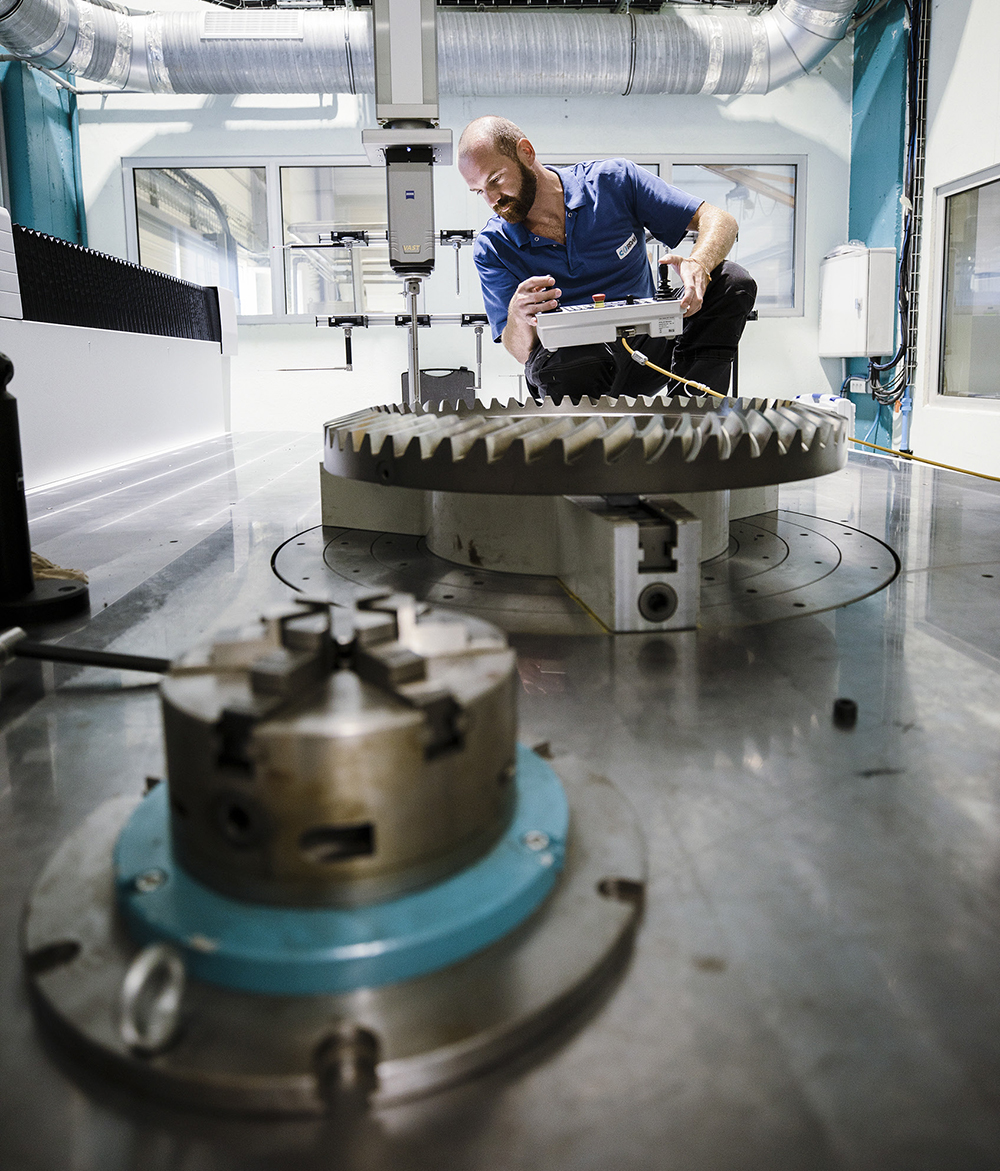 An inspector checks an automotive ring gear on a coordinate measuring machine. | Photo courtesy of Seco Tools