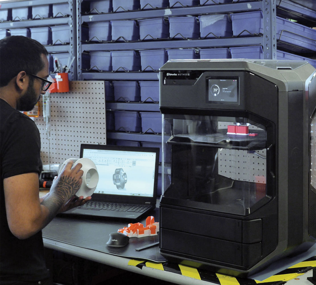 The METHOD X from MakerBot can print tooling, functional prototypes, and even end-use production parts quickly and accurately using manufacturing-grade materials. Image courtesy of Stratasys Direct Manufacturing.