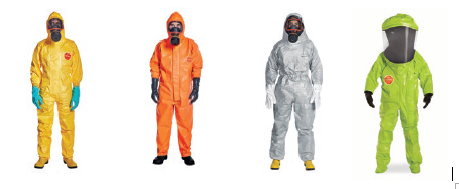 Tychem® garment solutions (from left): 2000, 6000FR, 6000 and the 10000