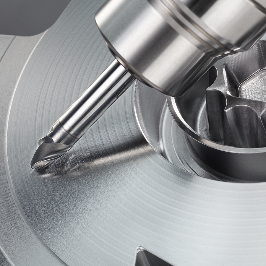 Compared with ball-nose end mills, circle segment cutters like the one shown here can provide productivity increases of 10 times or more, with better tool life. (Image courtesy of EMUGE)